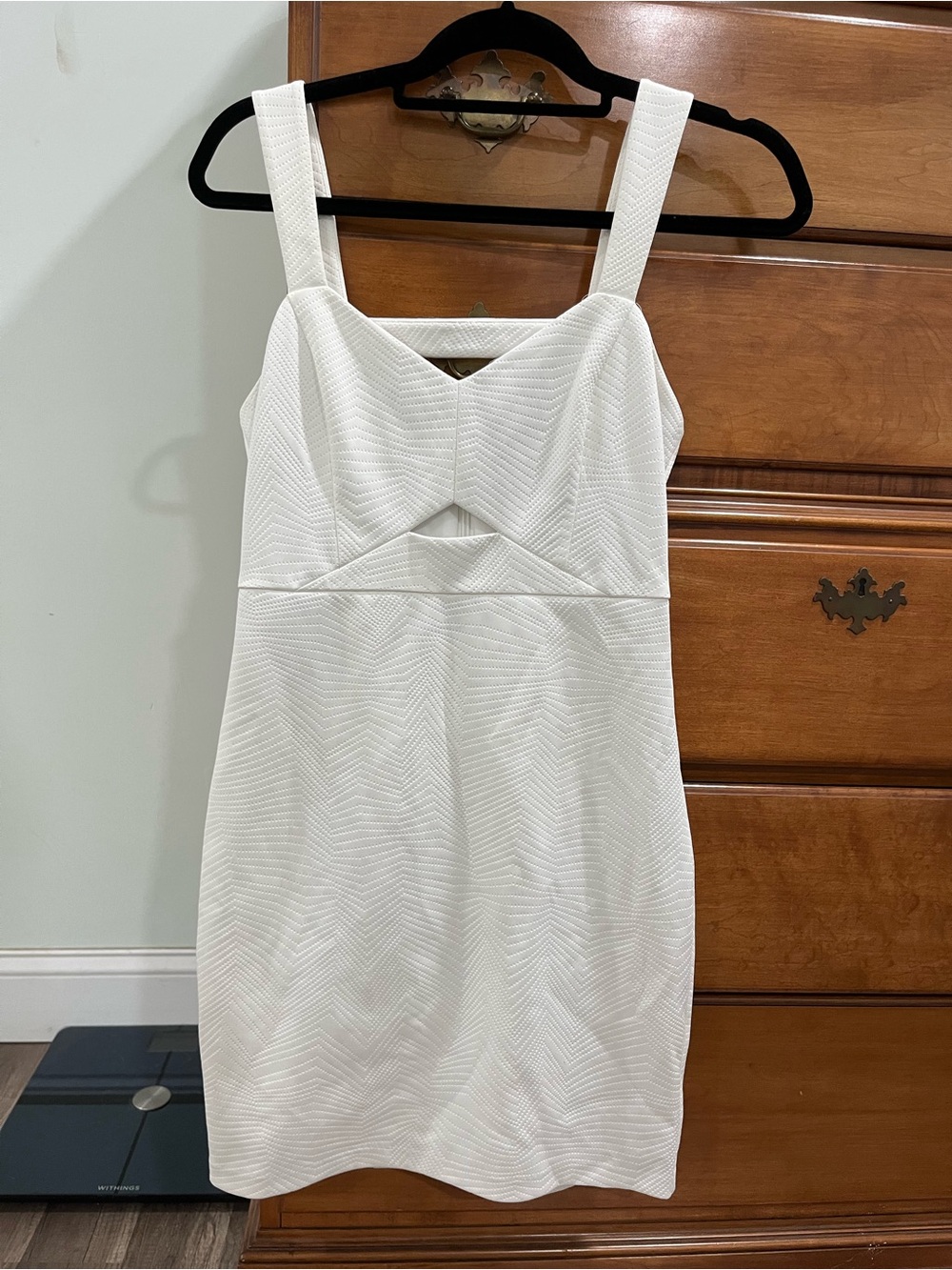 Guess White Textured Sleeveless Mini Dress